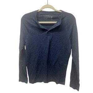 Faherty Cloud Cotton Long Sleeve Henley Shirt S Blue Peruvian Pima Cotton Blend